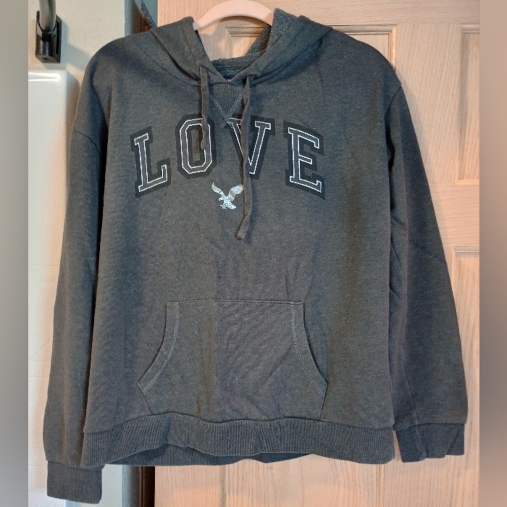 American Eagle Outfitters Women's Grey LOVE Hoodie